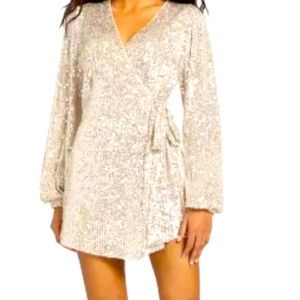 Long- Sleeve Sequin Romper